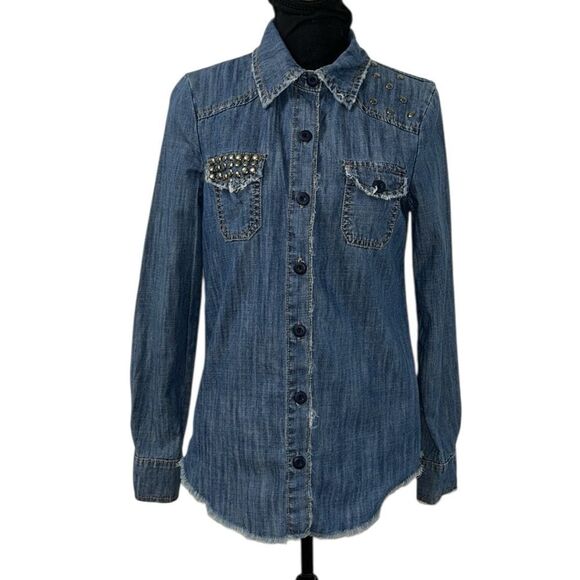 Dollhouse Blue Button Down Denim Shirt(Size Small) - Picture 1 of 8